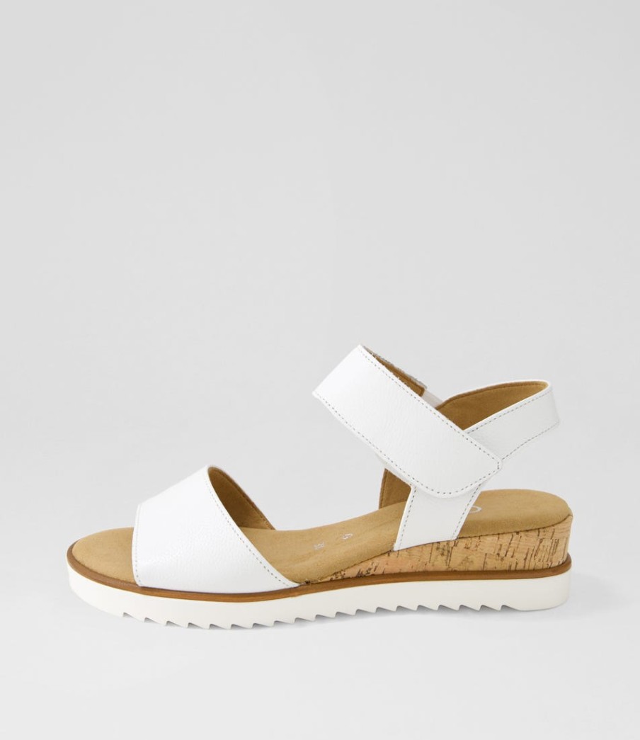 GABOR Briva Weiss Leather Sandals | Comfort