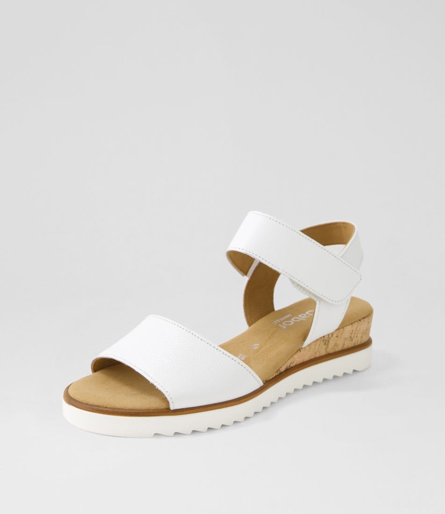GABOR Briva Weiss Leather Sandals | Comfort