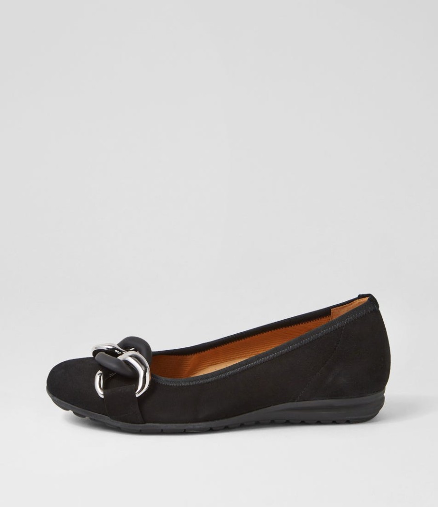 GABOR Tabita Schwarz Suede Ballet Flats | Comfort