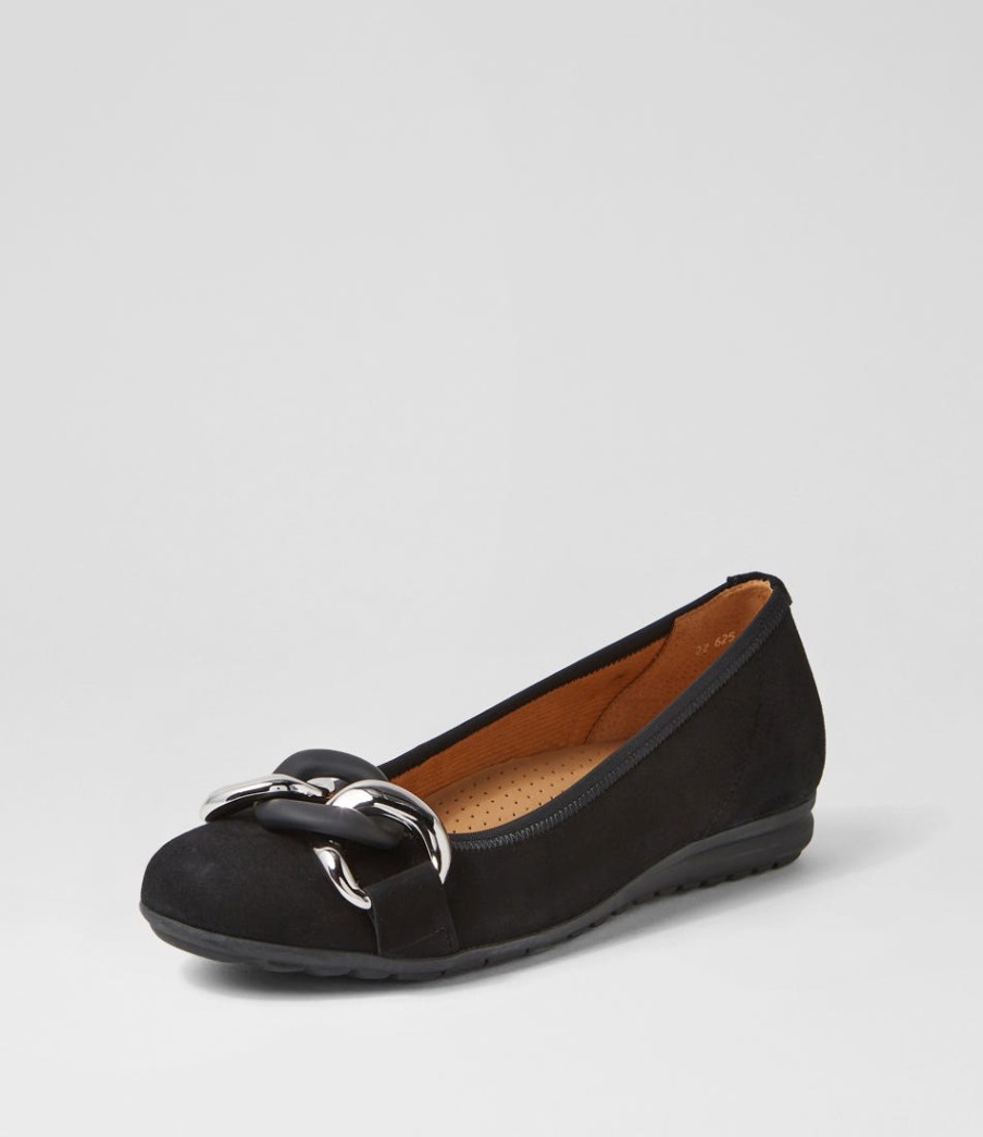 GABOR Tabita Schwarz Suede Ballet Flats | Comfort