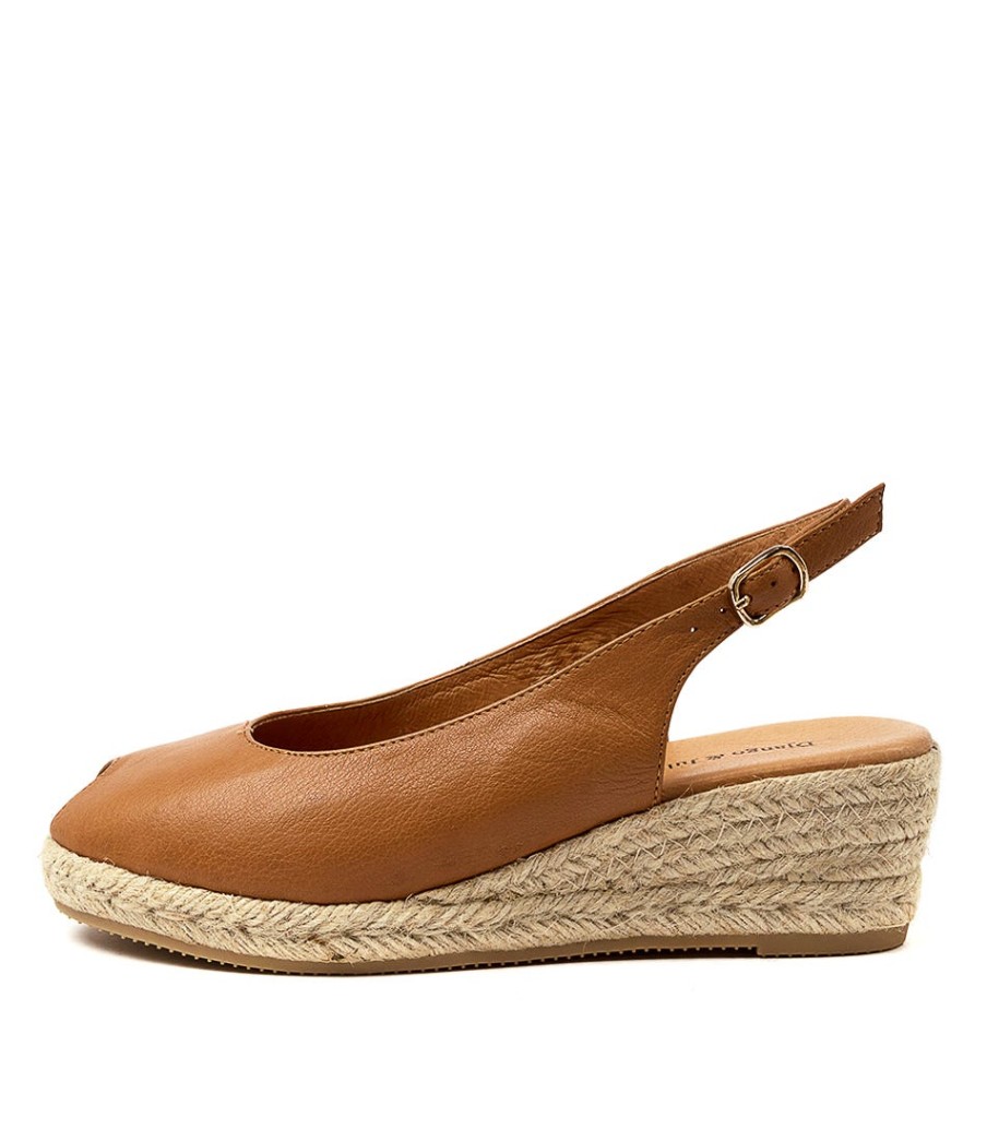 DJANGO & JULIETTE Saniarly Dk Tan Leather | Espadrilles