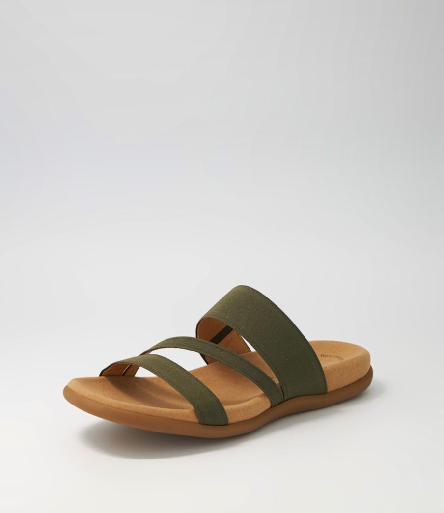 GABOR Rachie Olive Elastic Sandals | Comfort