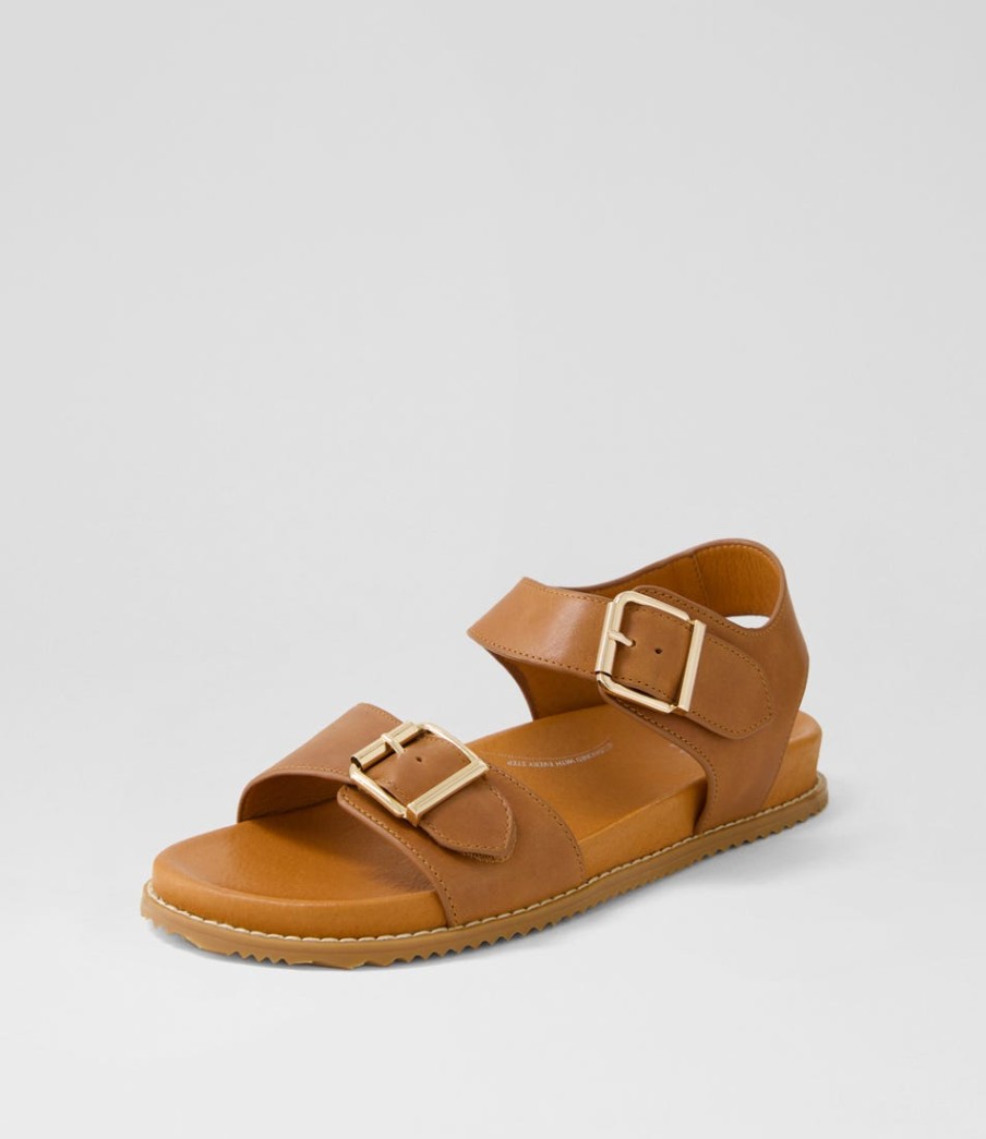 ZIERA Hastice W Tan Leather Sandals | Flats