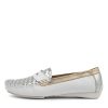 DJANGO & JULIETTE Larikan White Metallic Leather Loafers | Loafers