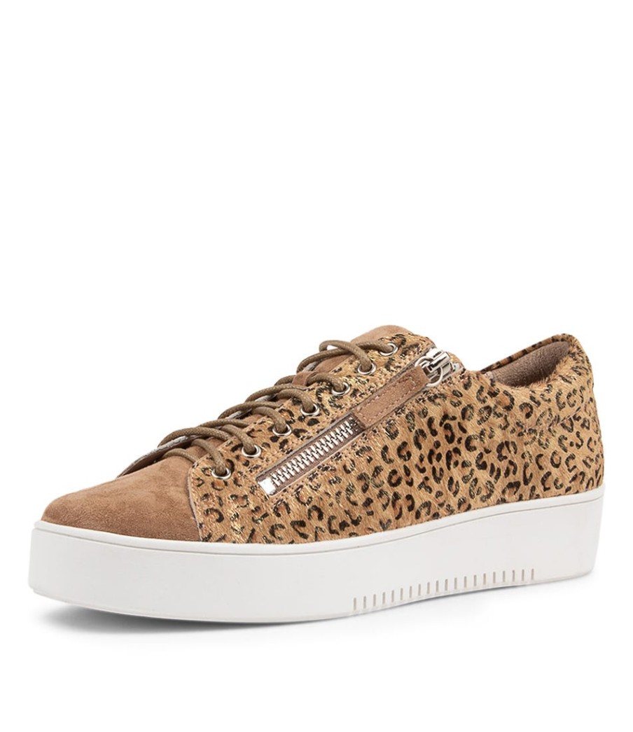 DJANGO & JULIETTE Laila Taupe Caramel Suede Sneakers | Sneakers