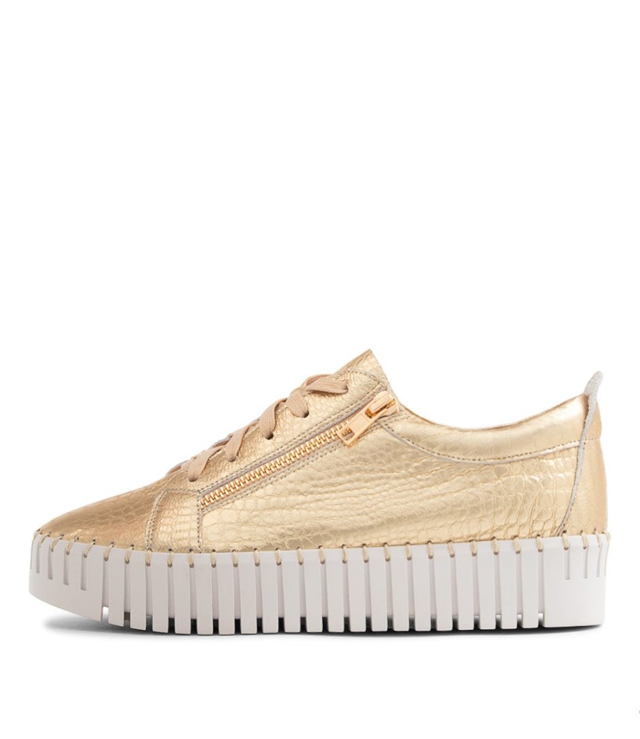 DJANGO & JULIETTE Bump Gold Croco Leather Sneakers Ws | Sneakers