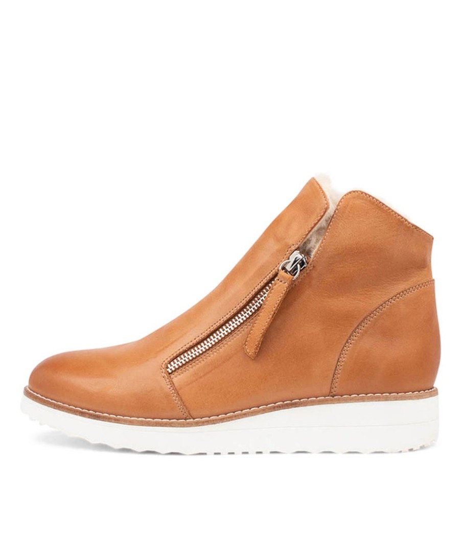 TOP END Opal Tan Leather Fur Ankle Boots | Boots