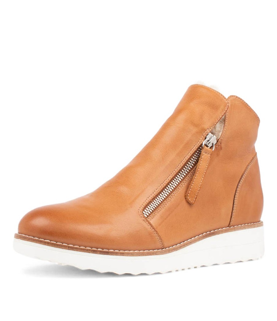 TOP END Opal Tan Leather Fur Ankle Boots | Boots