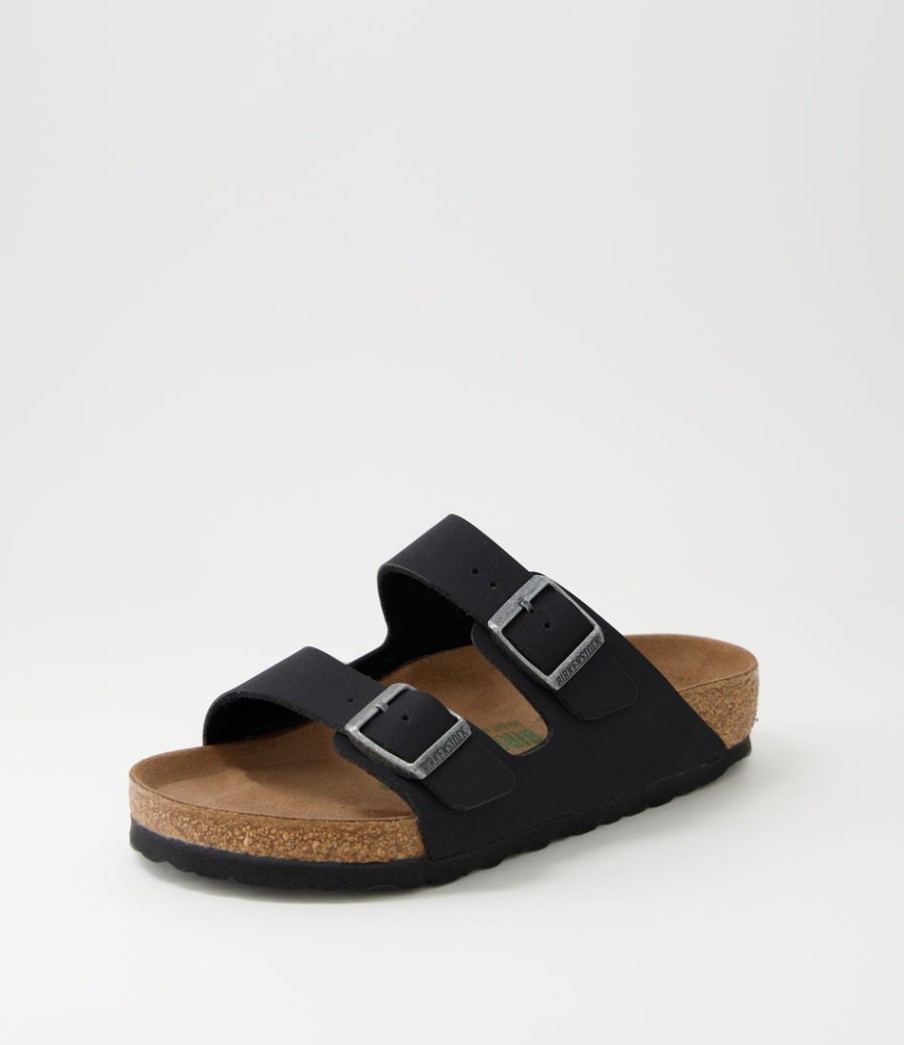 BIRKENSTOCK Arizona Vegan W Black Birkibuc Slides | Comfort