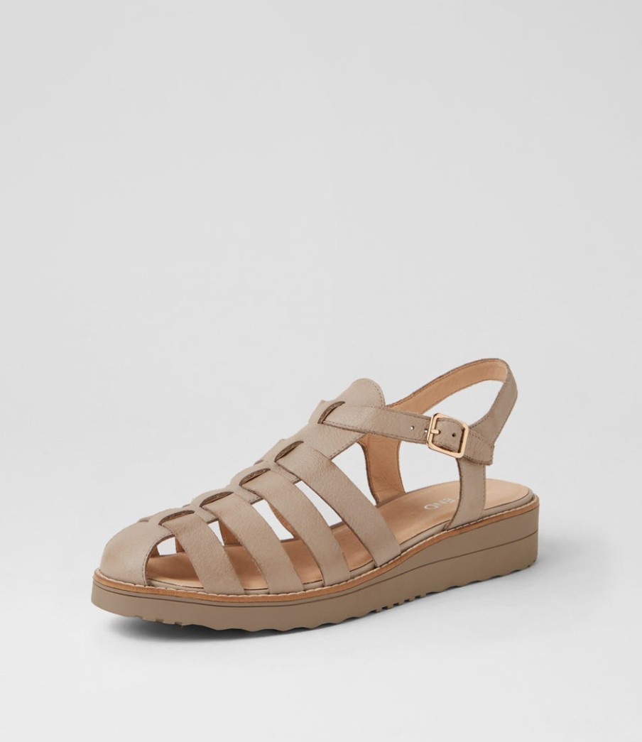 TOP END Oblight Smoke Leather Flat Shoes | Wedges