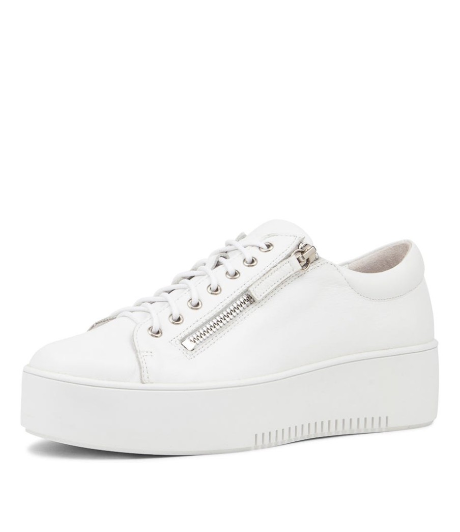 DJANGO & JULIETTE Wolfie White Leather Sneakers Ws | Wedges