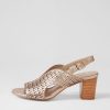 DJANGO & JULIETTE Cailely Champagne Shrunken Leather Sandals | Heels