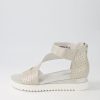 DJANGO & JULIETTE Adabela Silver White Cut Leather Sandals | Wedges