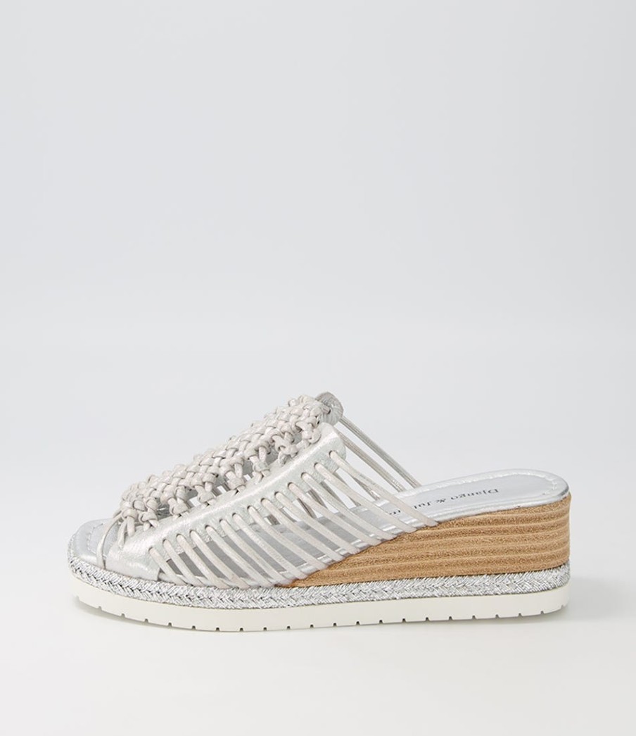 DJANGO & JULIETTE Ianto Silver Scratch Leather Espadrilles | Espadrilles