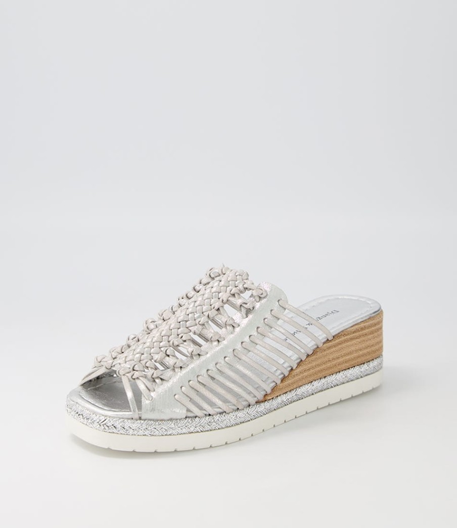DJANGO & JULIETTE Ianto Silver Scratch Leather Espadrilles | Espadrilles