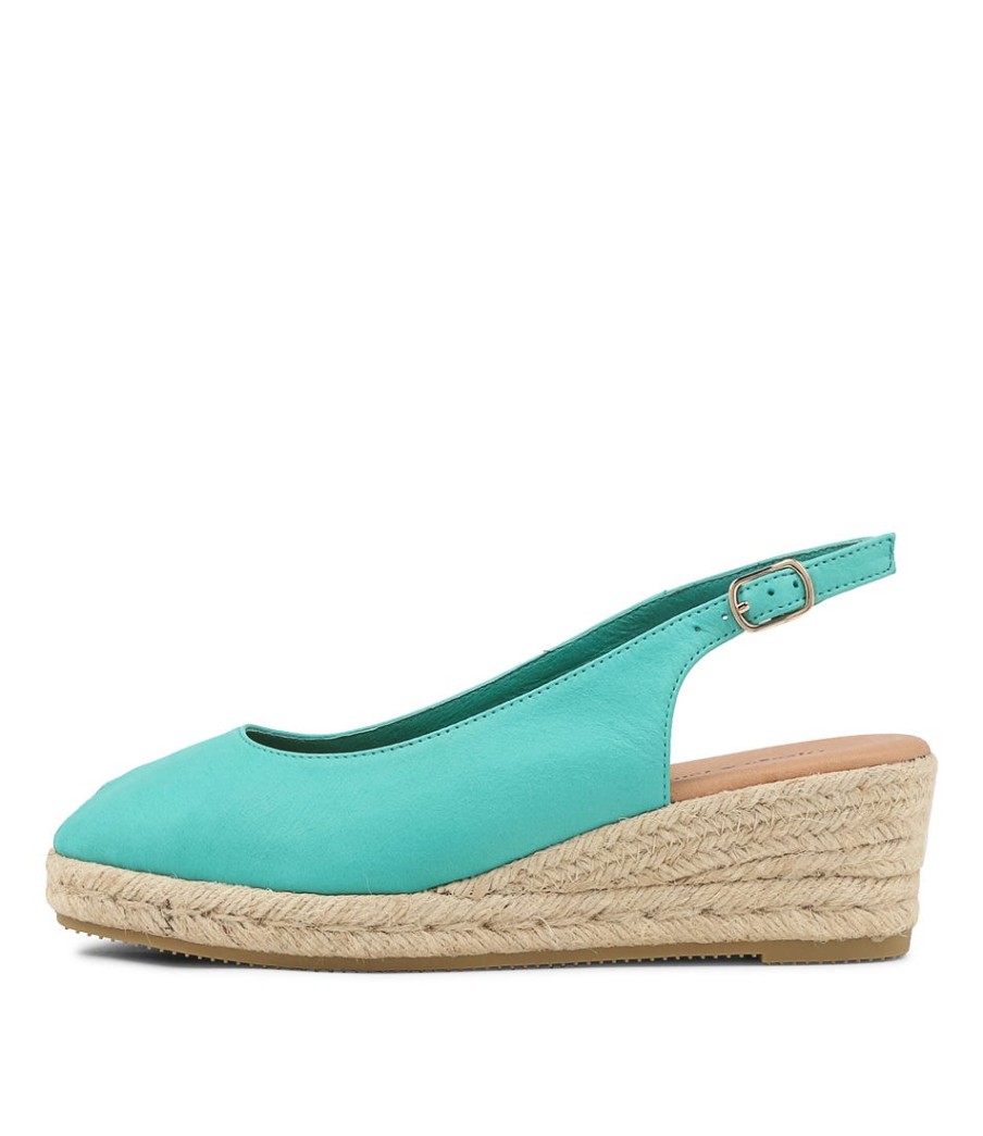 DJANGO & JULIETTE Saniarly Light Emerald Rope Leather Sandals | Espadrilles
