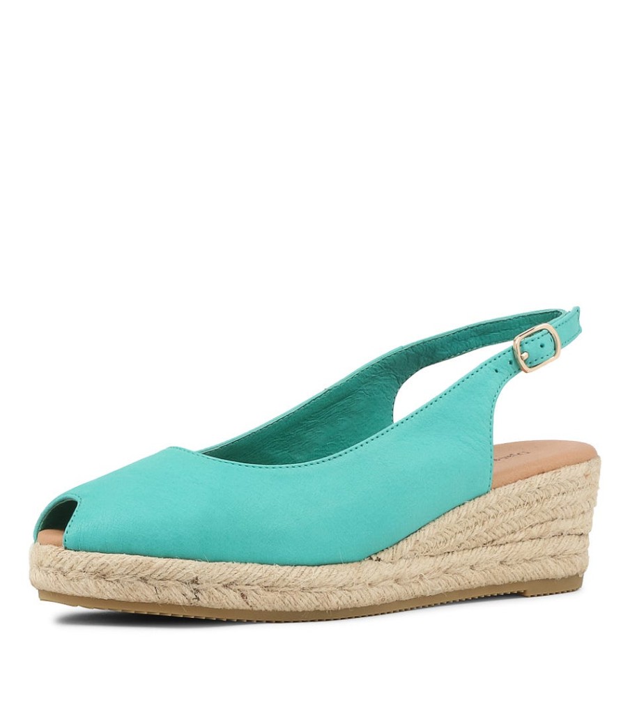 DJANGO & JULIETTE Saniarly Light Emerald Rope Leather Sandals | Espadrilles