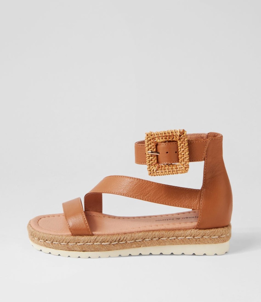 DJANGO & JULIETTE Sisel Dark Tan Natural Leather Buckle Espadrilles | Espadrilles