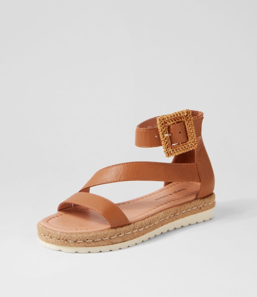 DJANGO & JULIETTE Sisel Dark Tan Natural Leather Buckle Espadrilles | Espadrilles