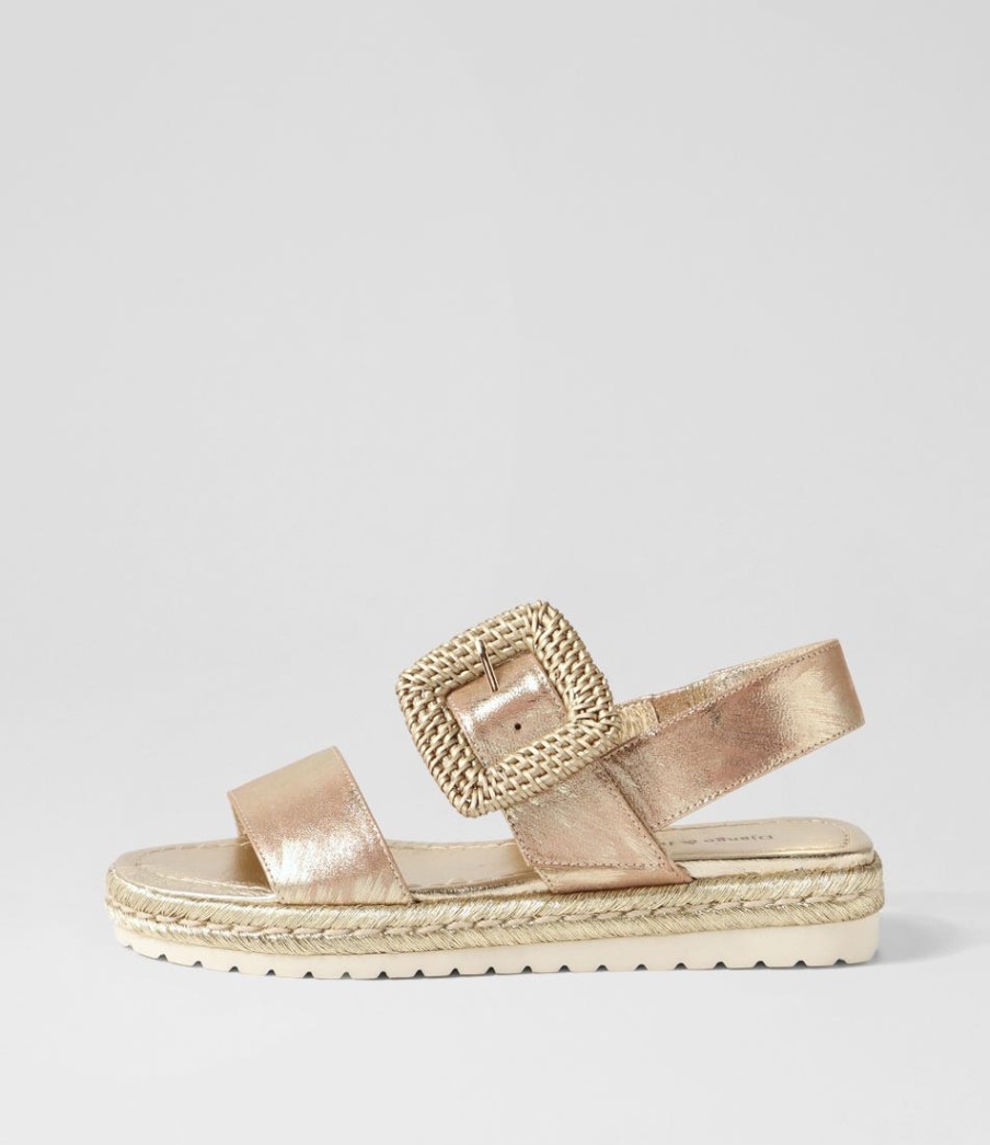 DJANGO & JULIETTE Silas Gold Scratch Leather Buckle Espadrilles | Espadrilles