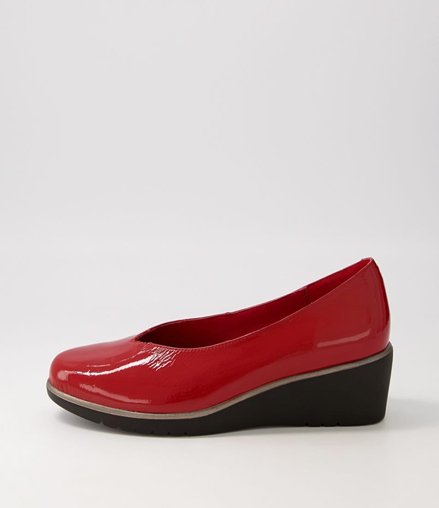 DJANGO & JULIETTE Umme Dark Red Patent Leather Wedges | Wedges