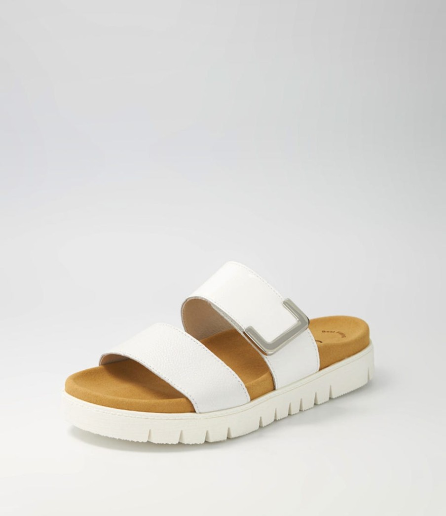 GABOR Harper Weiss Patent Leather Slides | Comfort