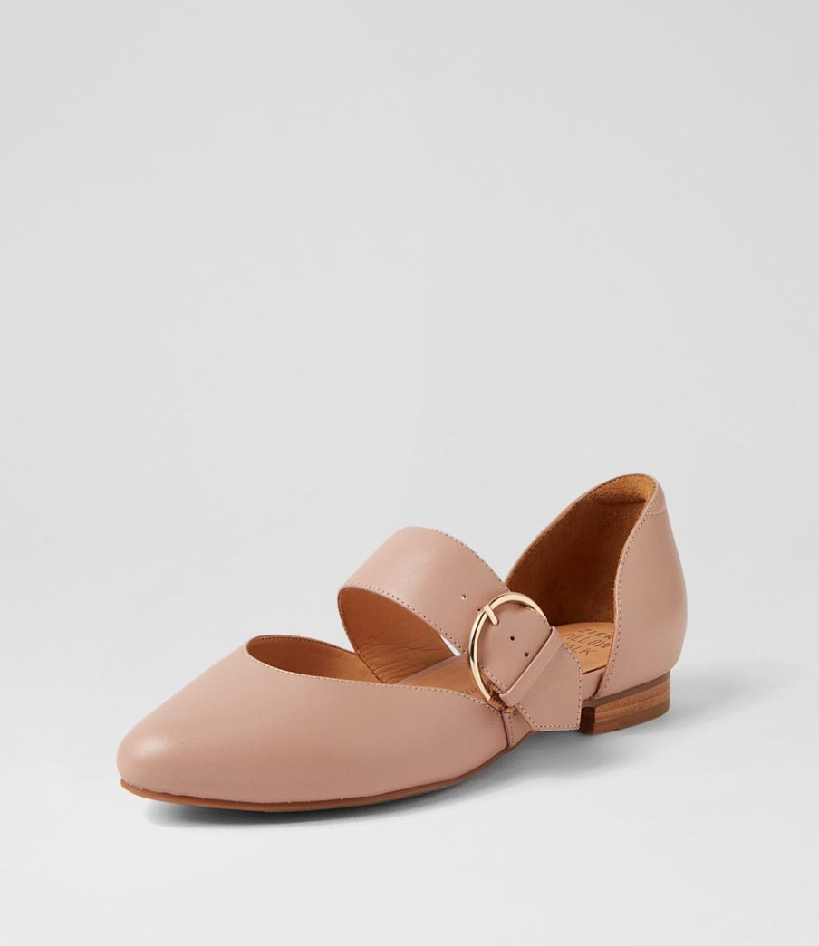 ZIERA Loraa W Blush Leather Flat Shoes | Flats