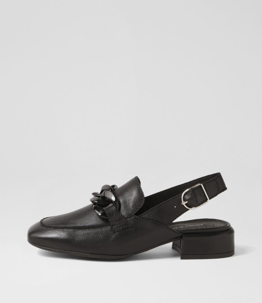 DJANGO & JULIETTE Vaborys Black Leather Heels | Flats