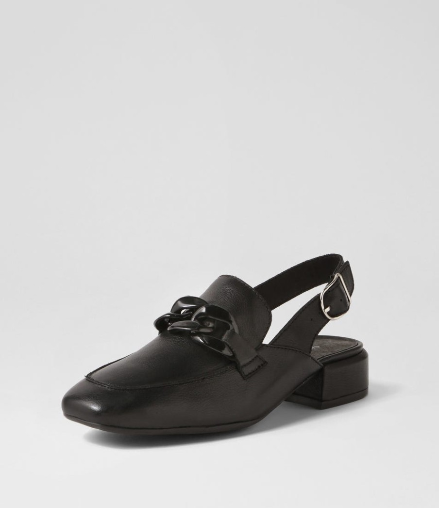 DJANGO & JULIETTE Vaborys Black Leather Heels | Flats