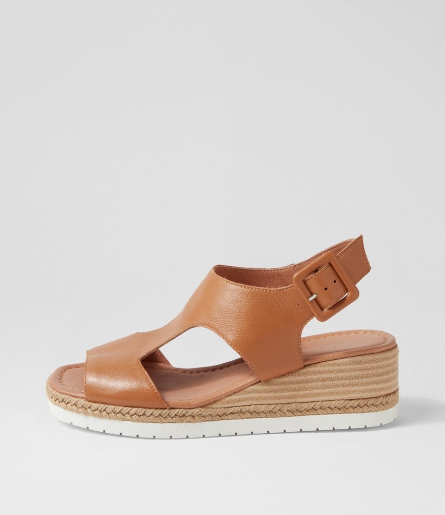 DJANGO & JULIETTE Ippa Dark Tan Leather Espadrilles | Espadrilles
