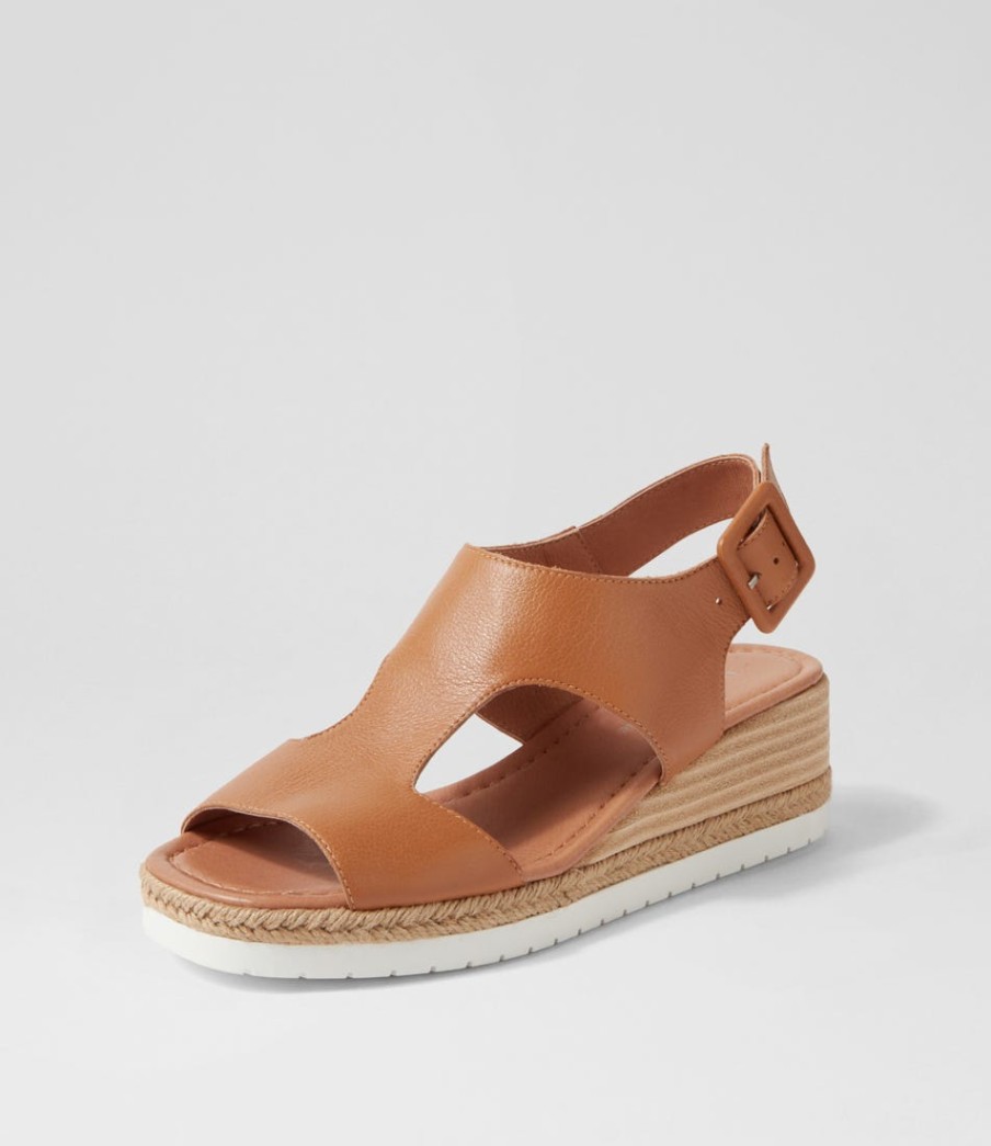 DJANGO & JULIETTE Ippa Dark Tan Leather Espadrilles | Espadrilles