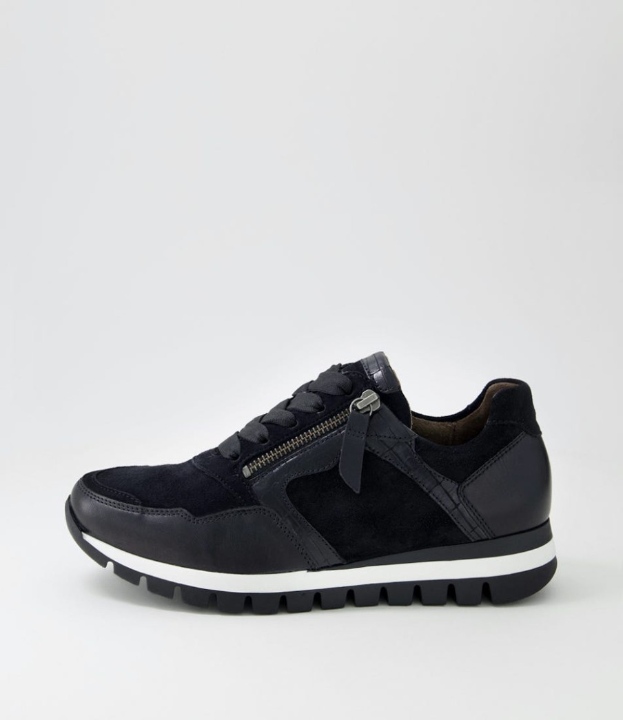 GABOR Frauke Schwarz Leather Sneakers | Comfort