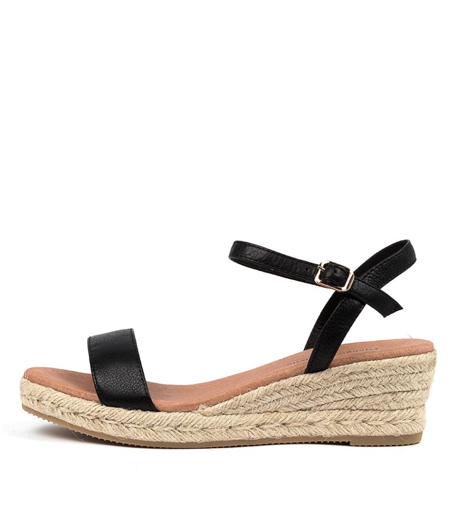 DJANGO & JULIETTE Shielay Lrg Black Leather | Espadrilles