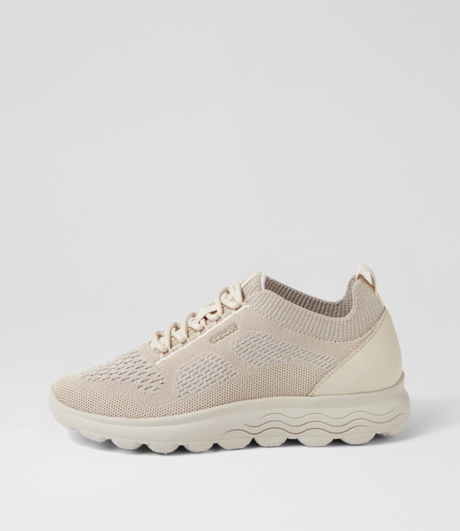 GEOX D Spherica A 9T Off White Knit Sneakers | Comfort