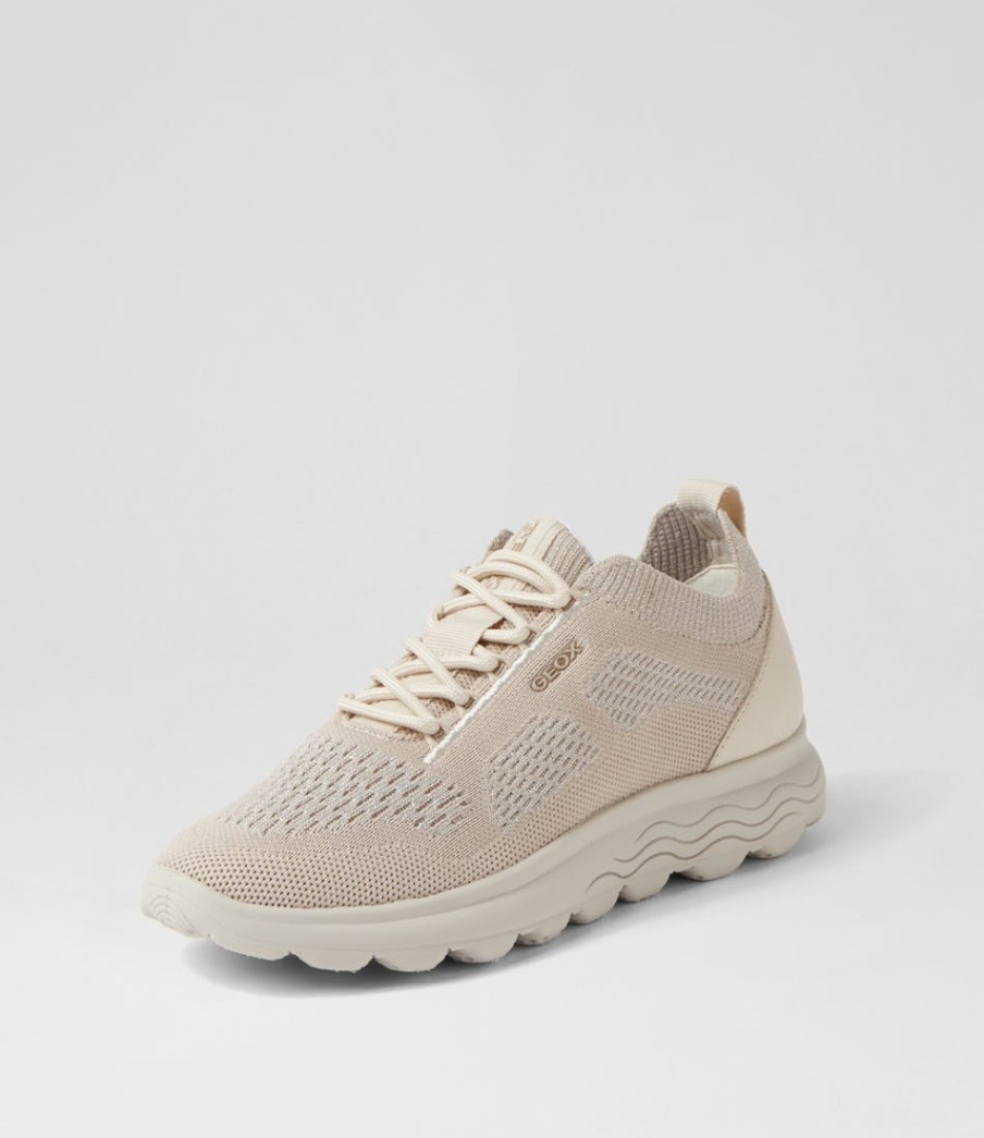 GEOX D Spherica A 9T Off White Knit Sneakers | Comfort