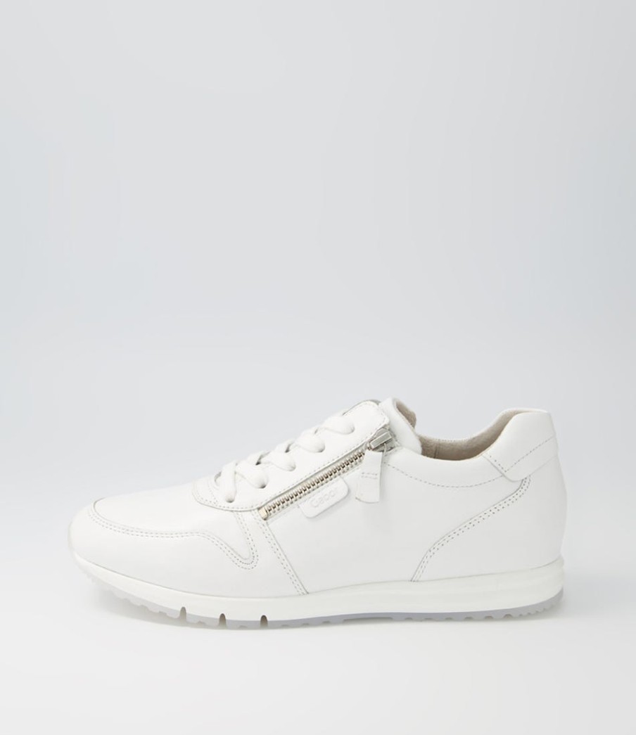 GABOR Manel Weiss Leather Sneakers | Comfort