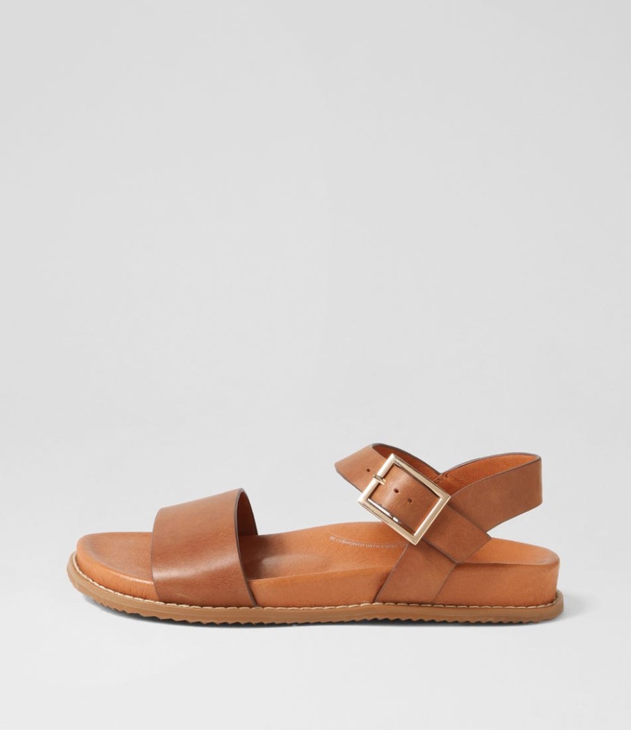 ZIERA Hammil W Tan Leather Sandals | Flats