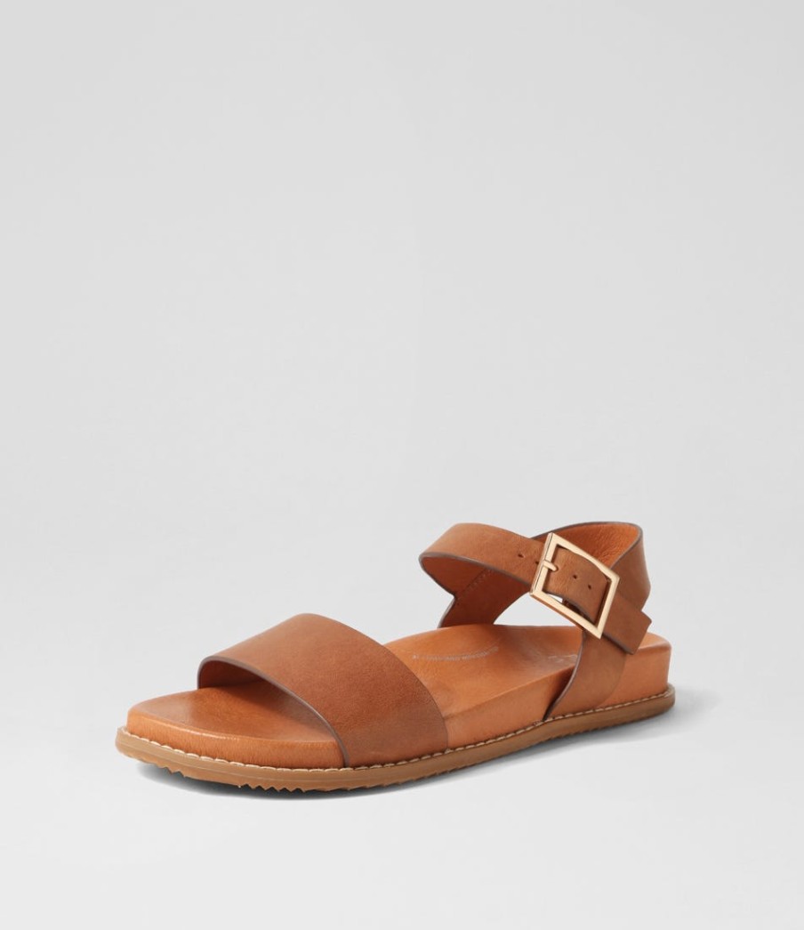 ZIERA Hammil W Tan Leather Sandals | Flats