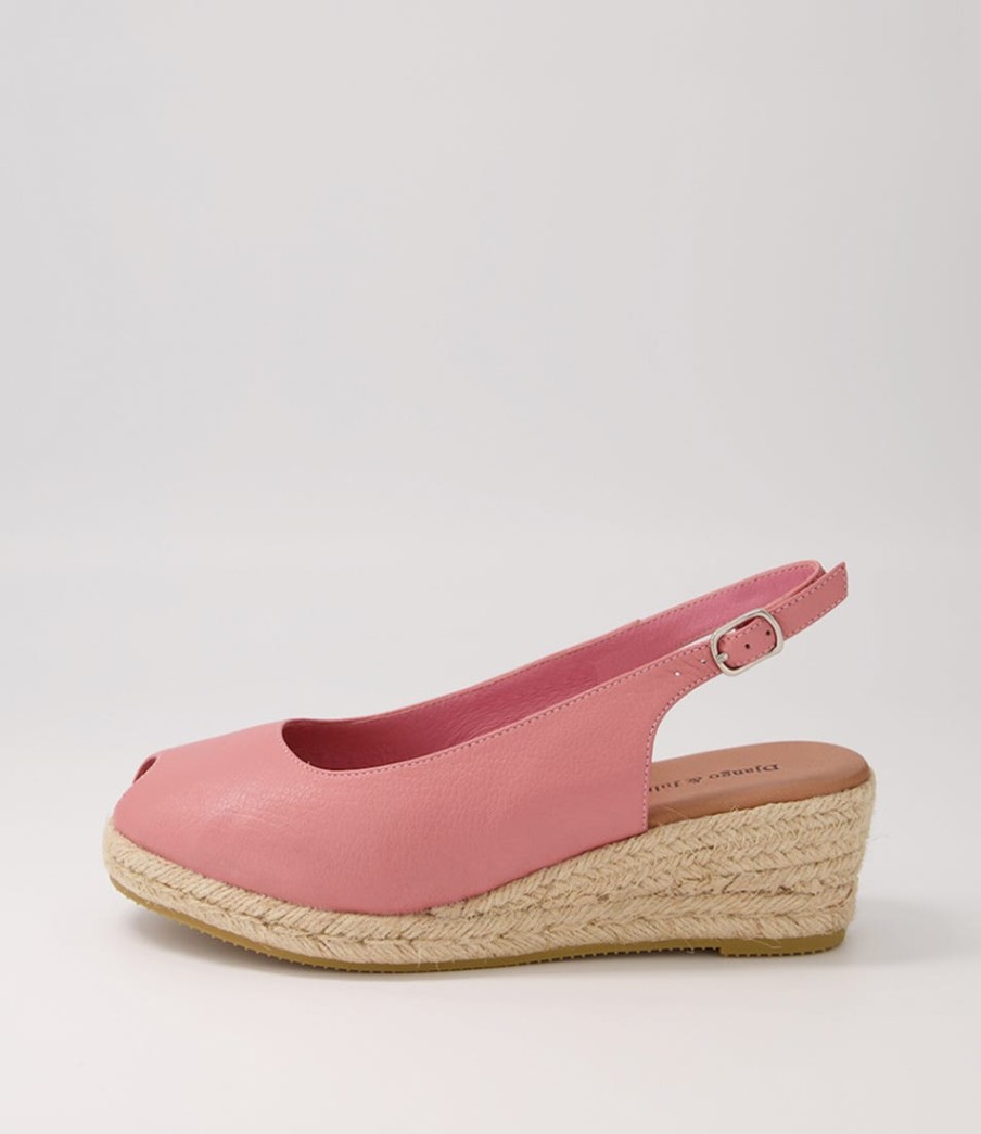 DJANGO & JULIETTE Saniarly Pink Natural Rope Leather Sandals | Espadrilles
