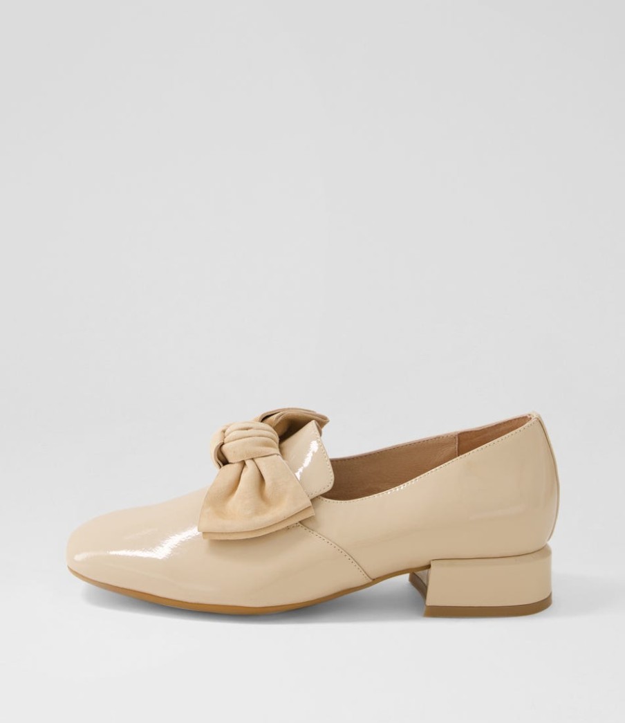 DJANGO & JULIETTE Varva Latte Patent Suede Heels | Loafers