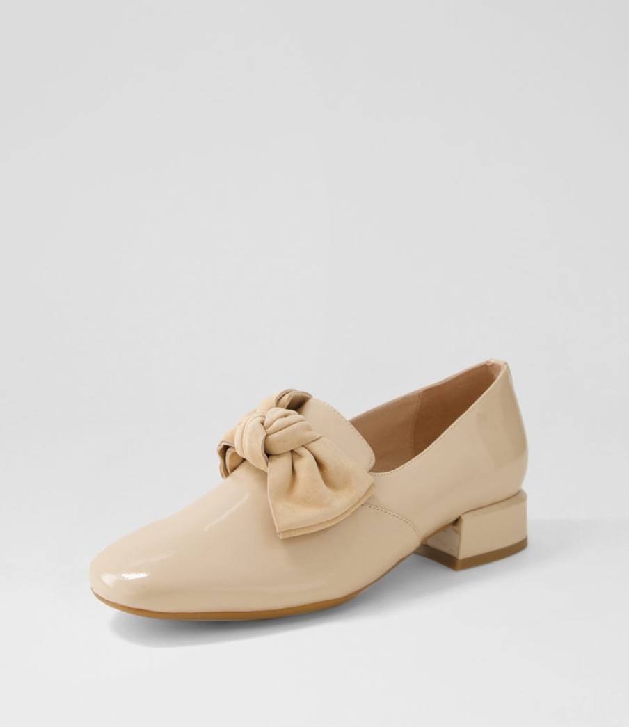 DJANGO & JULIETTE Varva Latte Patent Suede Heels | Loafers