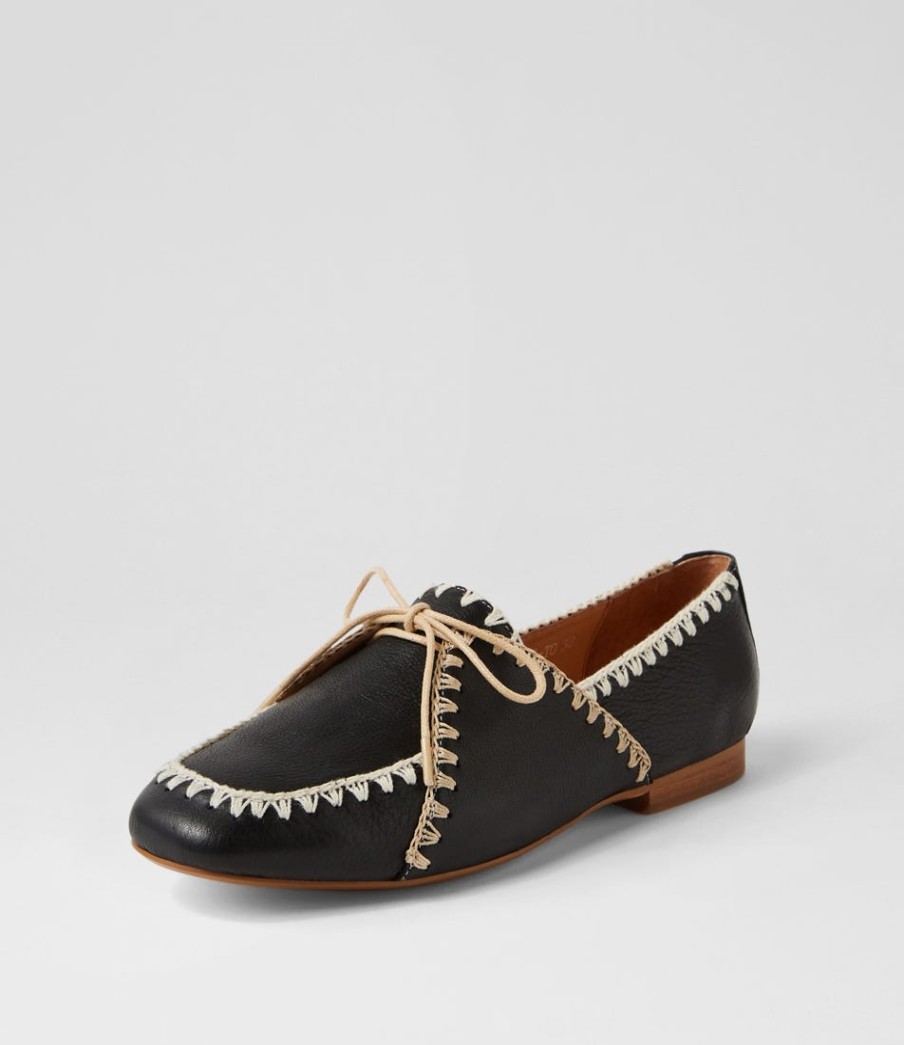 TOP END Maire Black Natural Leather Mary Janes | Flats