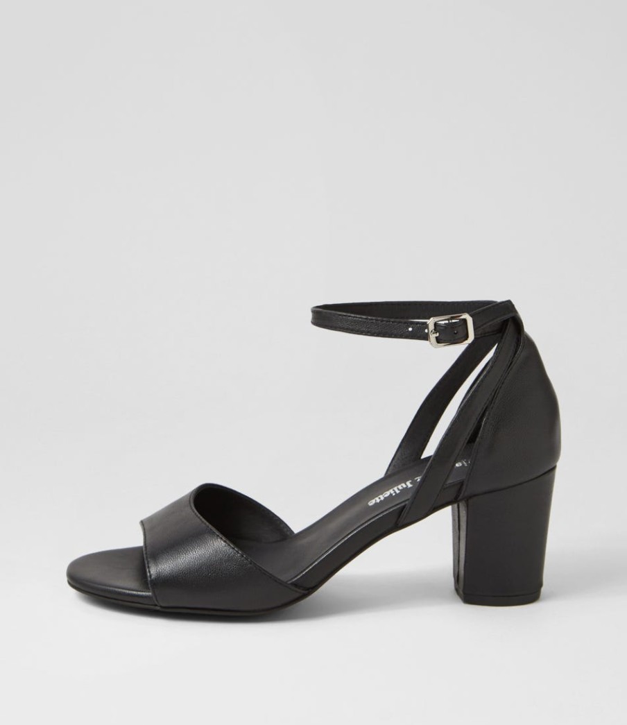 DJANGO & JULIETTE Cobey Black Leather Sandals | Heels