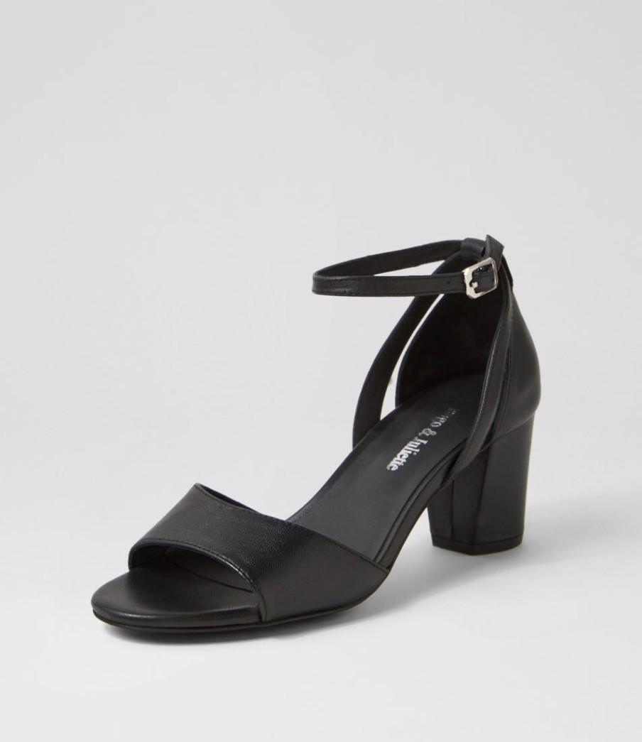 DJANGO & JULIETTE Cobey Black Leather Sandals | Heels