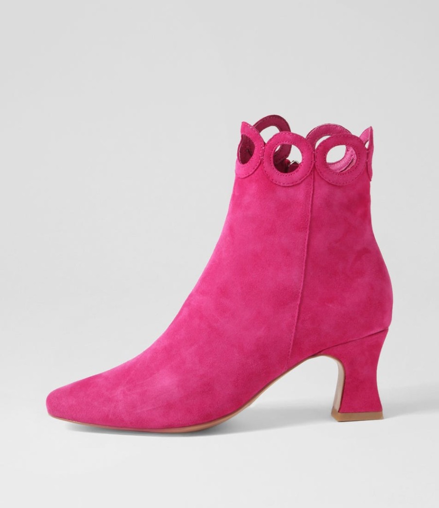 DJANGO & JULIETTE Primson Fuchsia Suede Ankle Boots | Boots