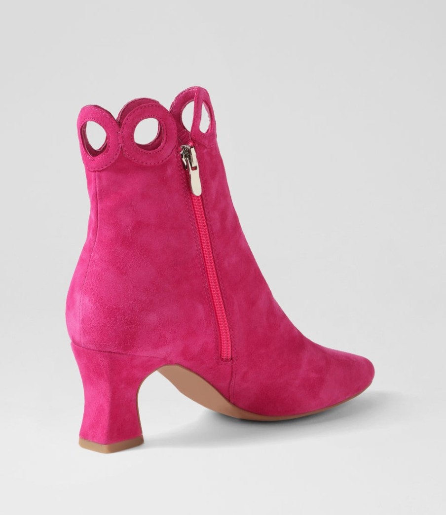 DJANGO & JULIETTE Primson Fuchsia Suede Ankle Boots | Boots