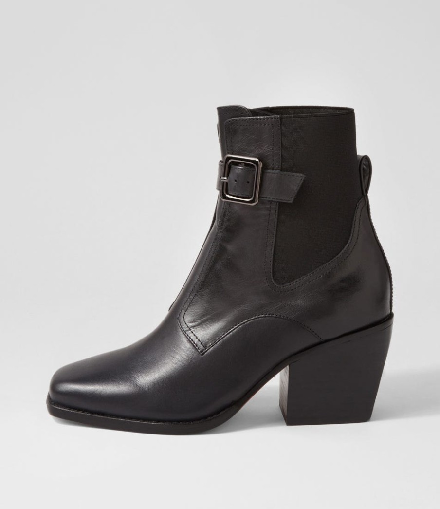 TOP END Relsea Black Leather Elastic Chelsea Boots | Boots