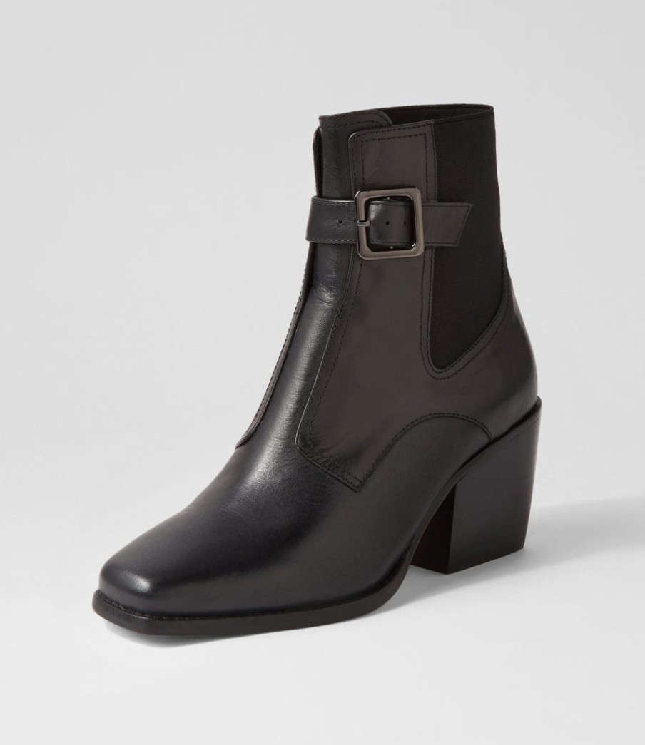 TOP END Relsea Black Leather Elastic Chelsea Boots | Boots