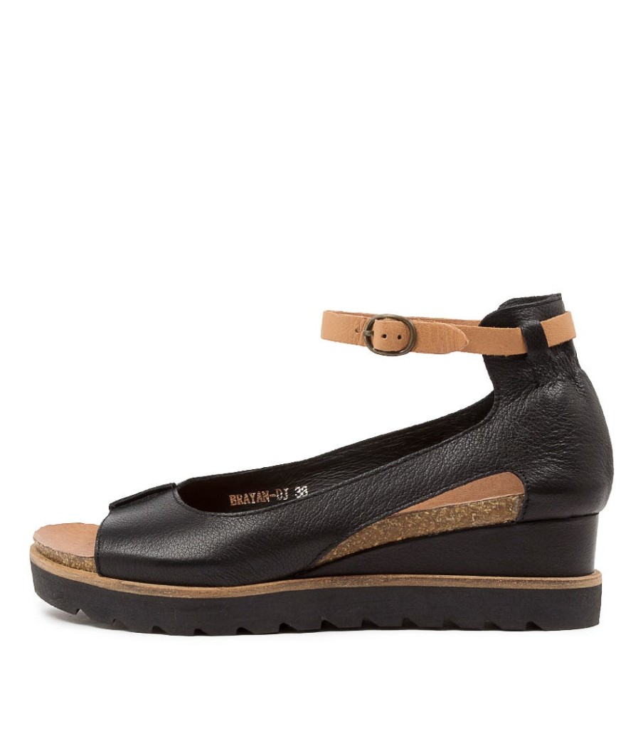 DJANGO & JULIETTE Brayan Black-Dk Tan Lea | Wedges