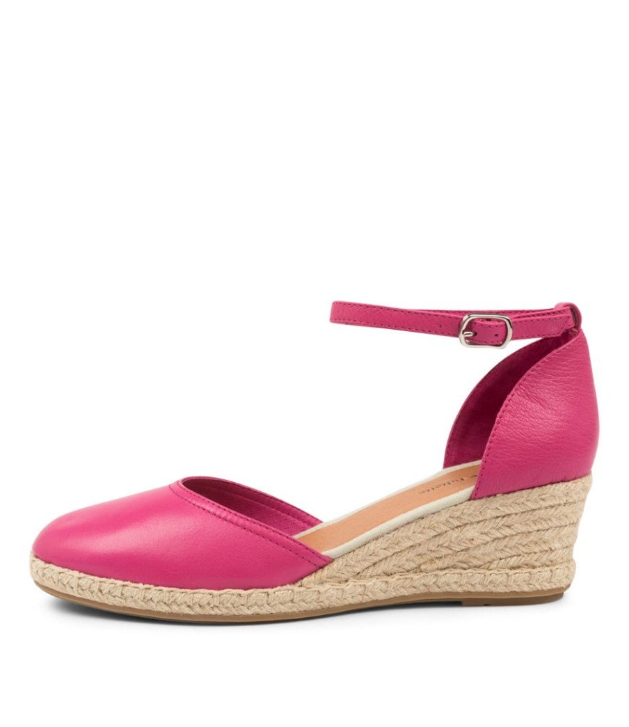 DJANGO & JULIETTE Rylen Fuchsia Leather | Espadrilles